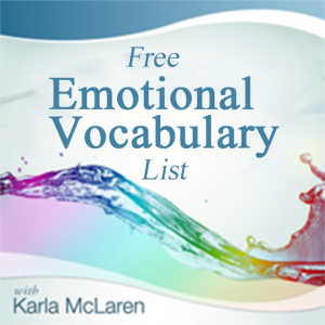 Graphic that says Free Emotional Vocabulary List